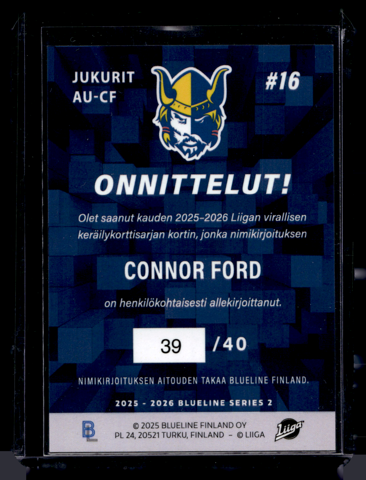 2025-26 Blueline Signature Gold - Connor Ford #AU-CF /40