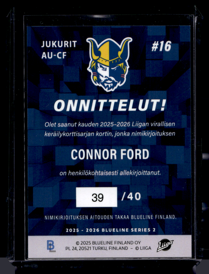 2025-26 Blueline Signature Gold - Connor Ford #AU-CF /40