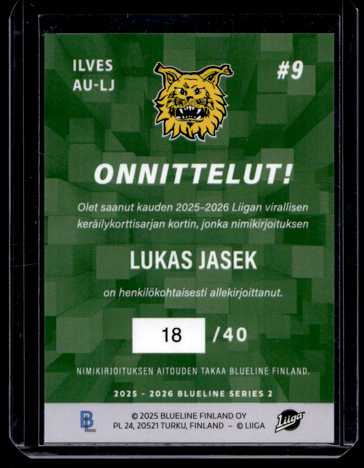 2025-26 Blueline Signature Gold - Lukas Jasek #AU-LJ /40