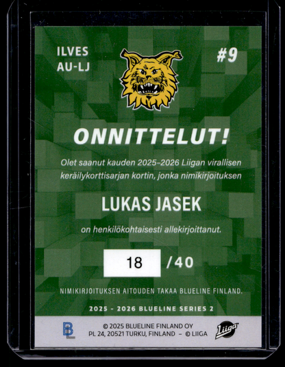2025-26 Blueline Signature Gold - Lukas Jasek #AU-LJ /40