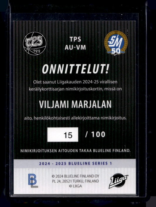 2024-25 Blueline Signature Silver - Viljami Marjala #AU-VM /100