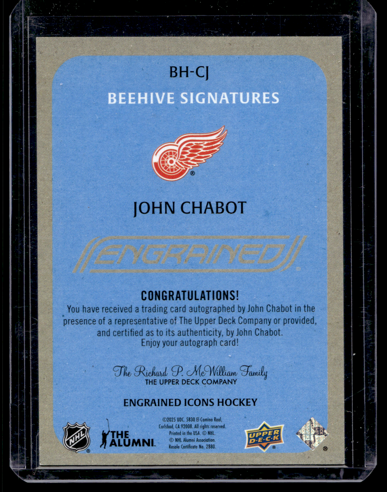 2024-25 Upper Deck Engrained Icons - Beehive Portrait Signatures - John Chabot #BH-CJ
