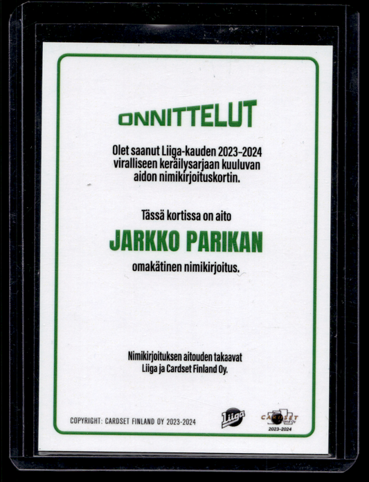 2023-24 Cardset Signature -  Jarkko Parikka /100