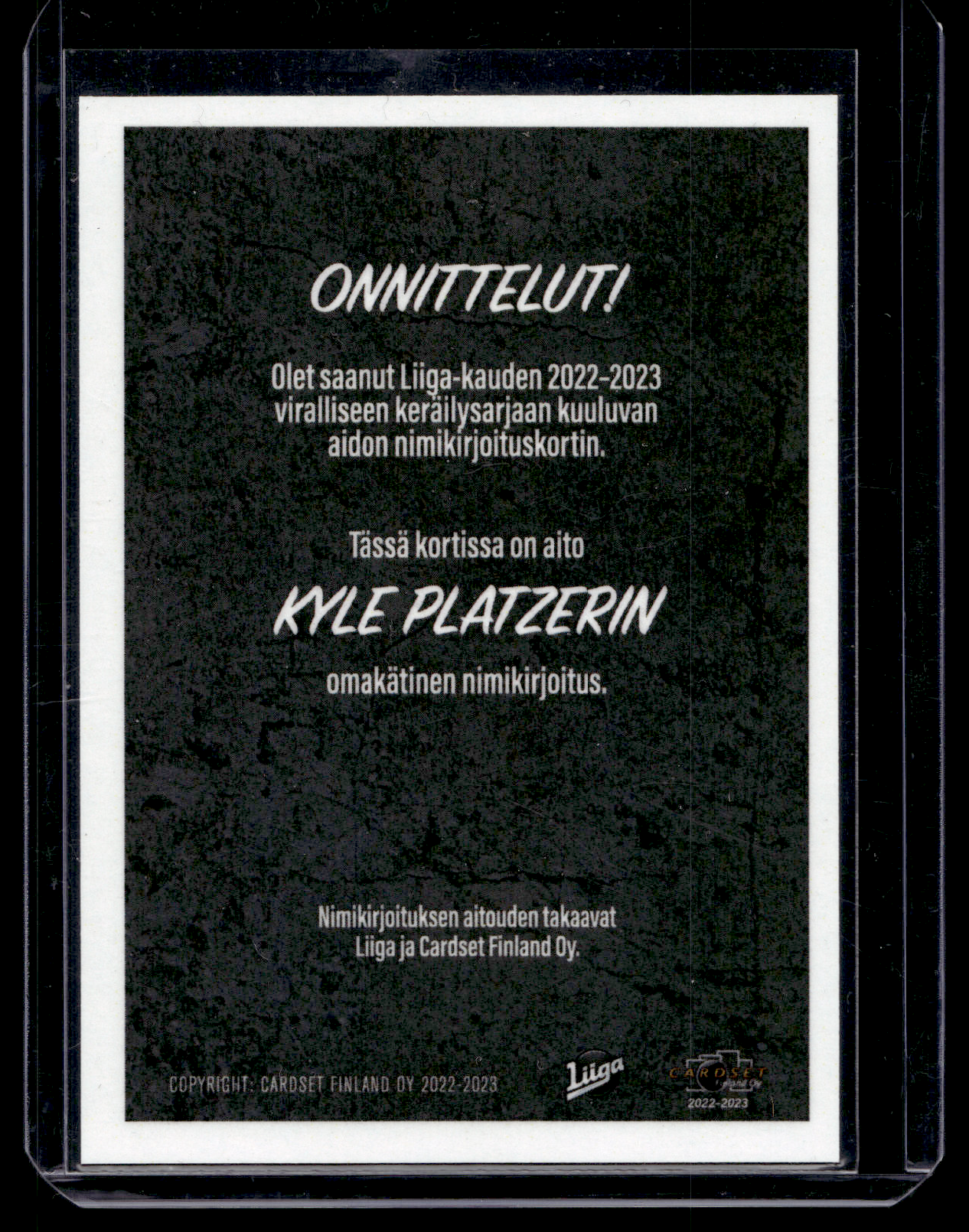 2022-23 Cardset Signature -  Kyle Platzer /100