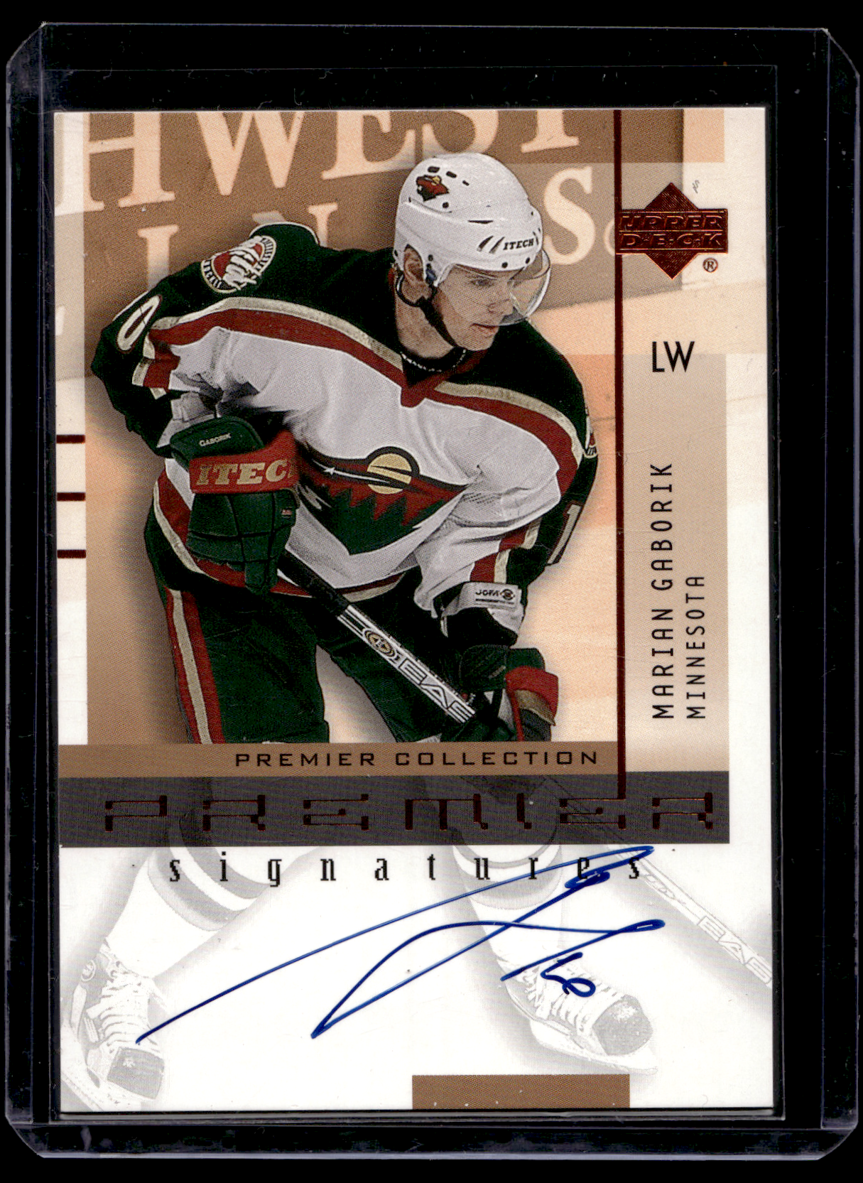 2001-02 Upper Deck Premier Collection - Premier Signatures - Marian Gaborik #MG