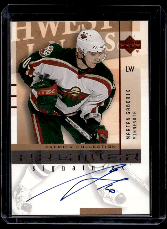 2001-02 Upper Deck Premier Collection - Premier Signatures - Marian Gaborik #MG