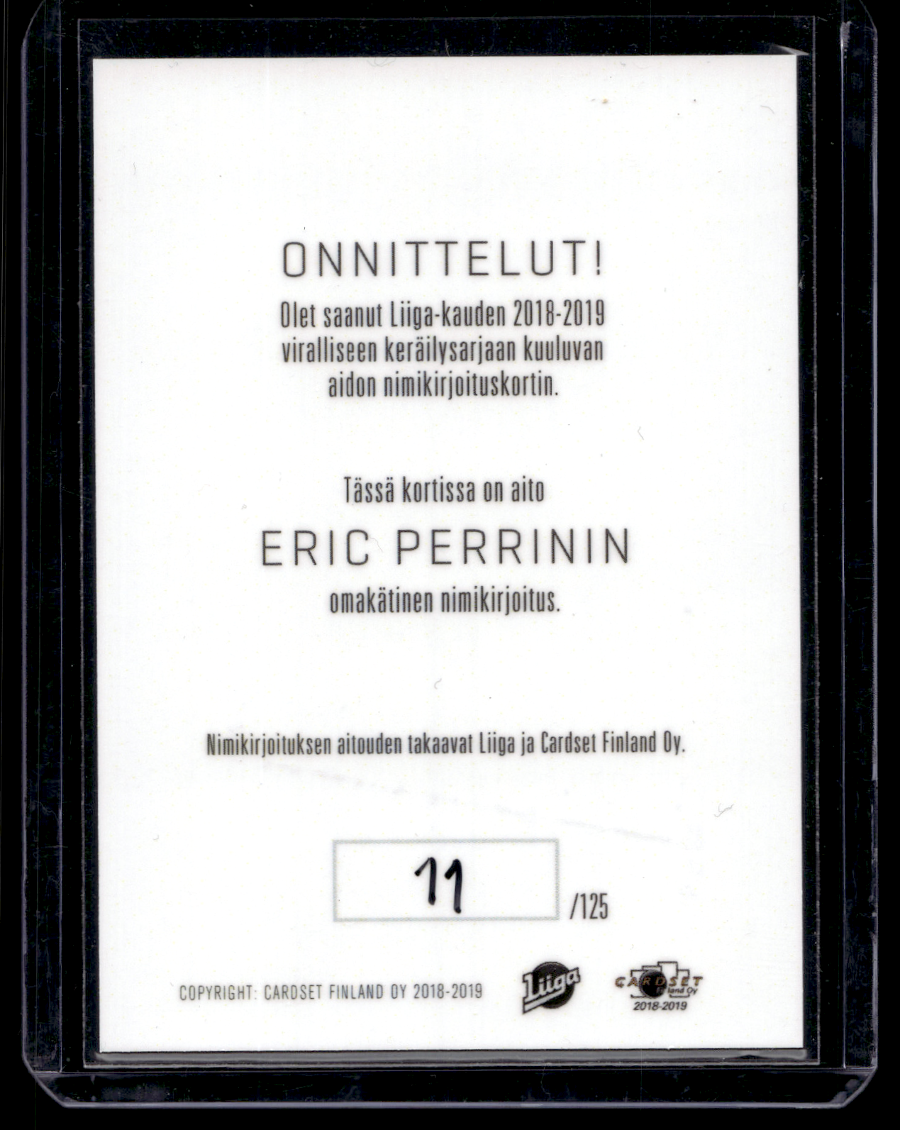2018-19 Cardset Signature - Eric Perrin /125