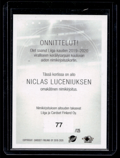 2019-20 Cardset Signature - Niclas Lucenius /125