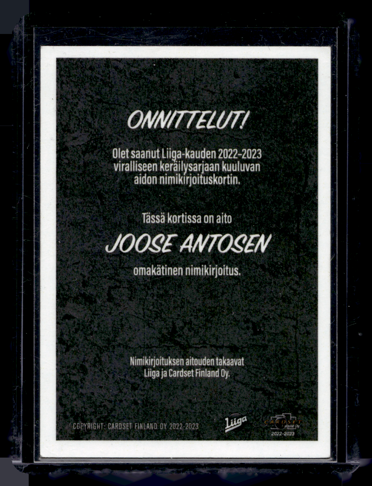 2022-23 Cardset Signature -  Joose Antonen /100