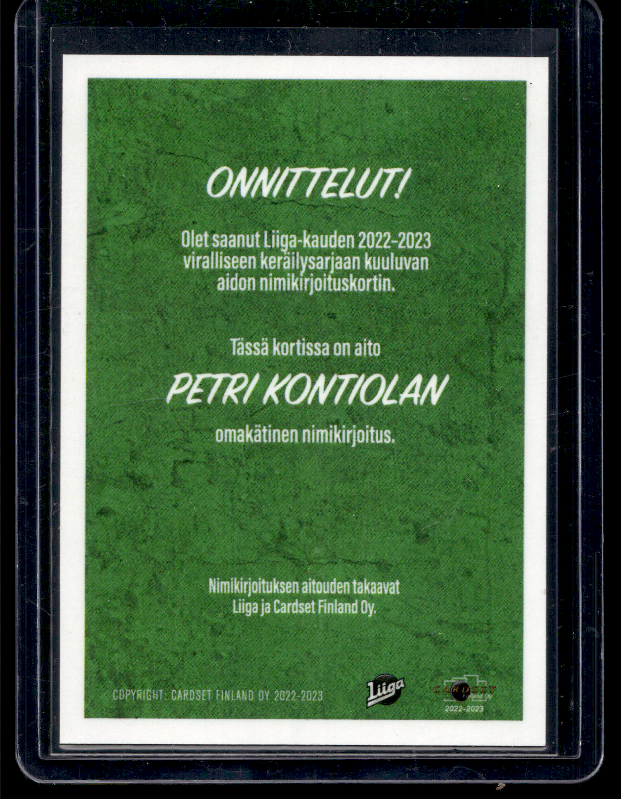 2022-23 Cardset Signature -  Petri Kontiola /100