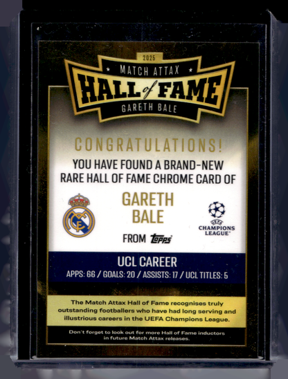 2024-25 Topps Match Attax UEFA Club Competitions - Hall of Fame - Gareth Bale #HOF 3