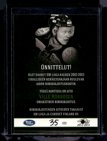 2012-13 Cardset Signature - Ville Korhonen /125