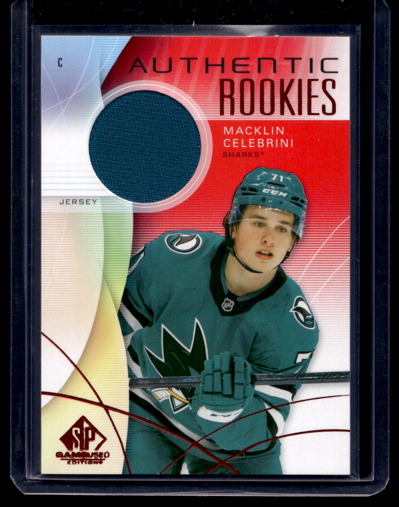 2024-25 Upper Deck SP Game Used Edition - Red Jersey - Authentic Rookies - Macklin Celebrini #215 RC