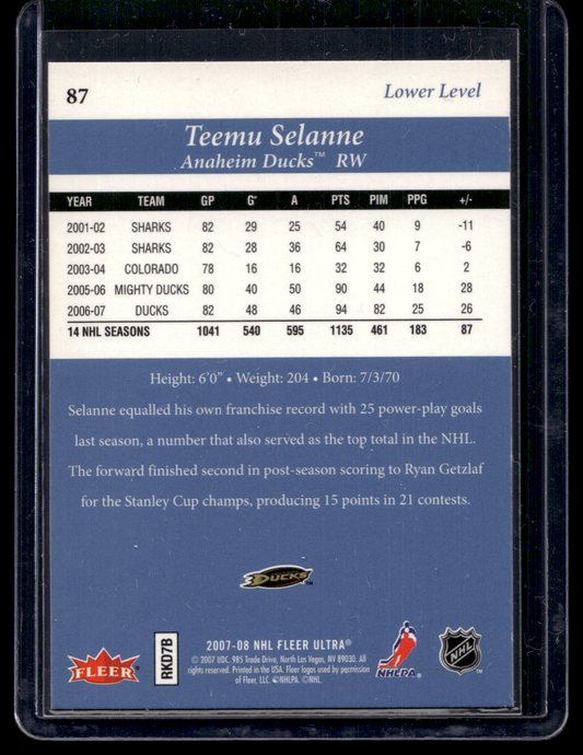 2007-08 Fleer Ultra - Flair Showcase - Teemu Selanne #87