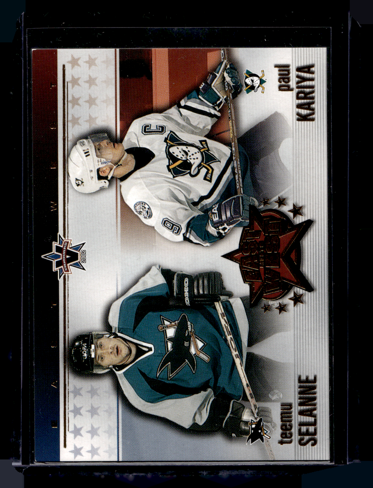 2001-02 Pacific Vanguard - East Meets West - Teemu Selanne / Paul Kariya #6