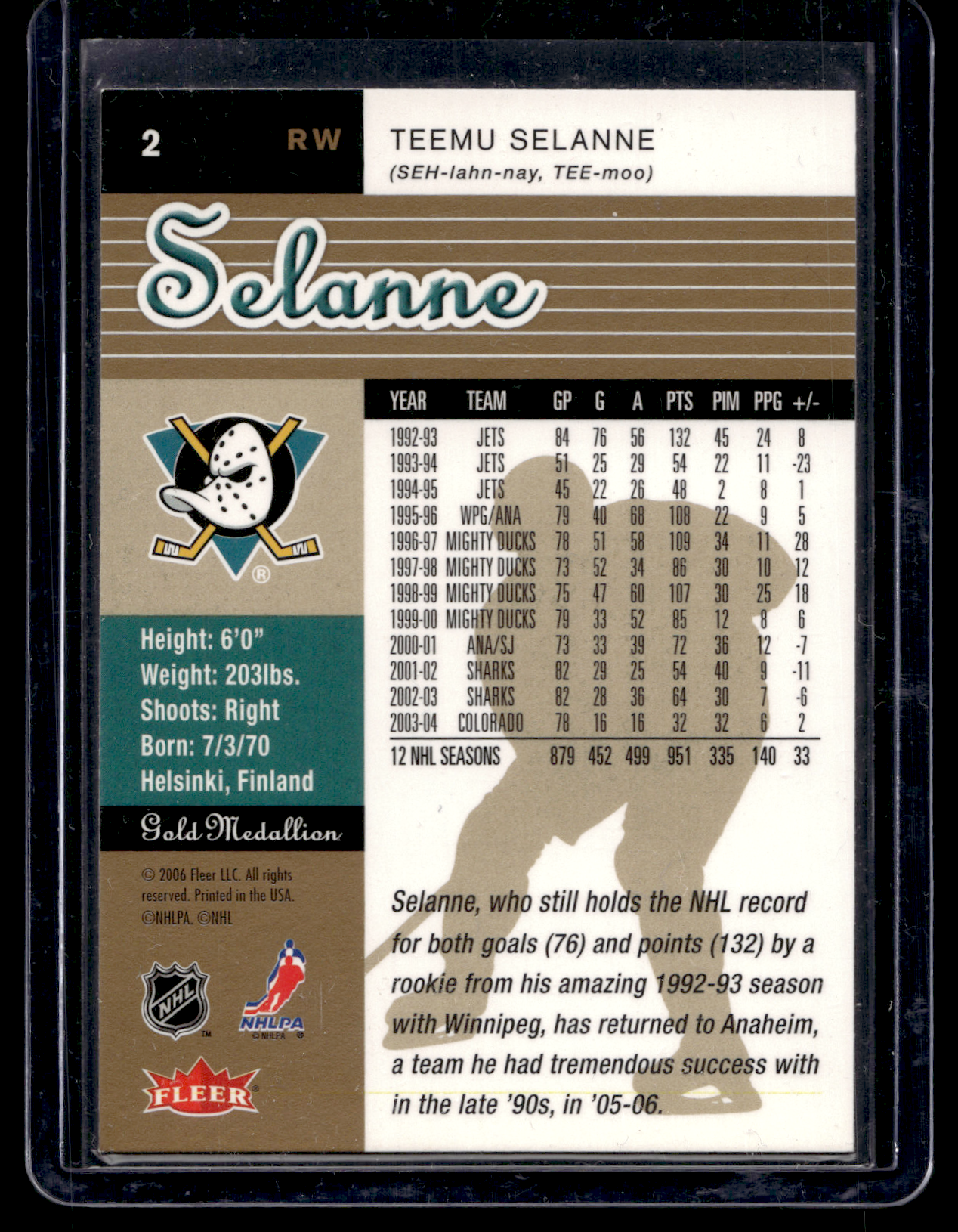 2005-06 Fleer Ultra - Gold Medallion - Teemu Selanne #2