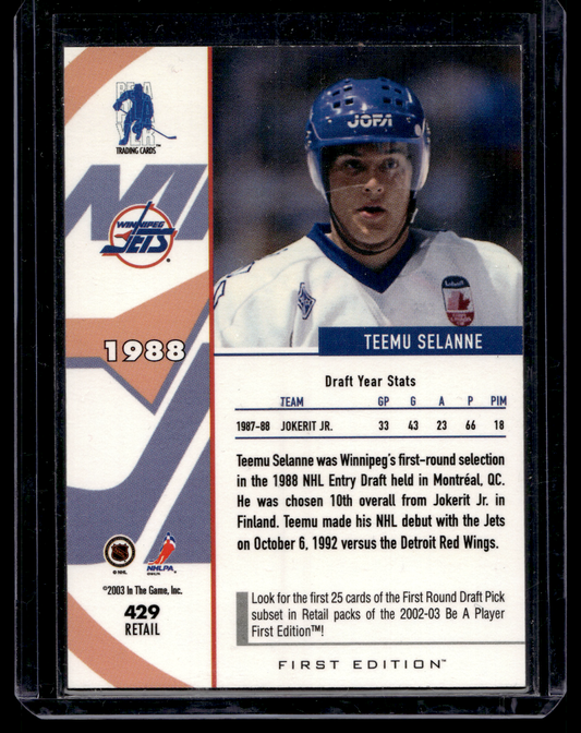 2002-03 In the Game Be A Player First Edition - Update - Retail - Teemu Selanne #429