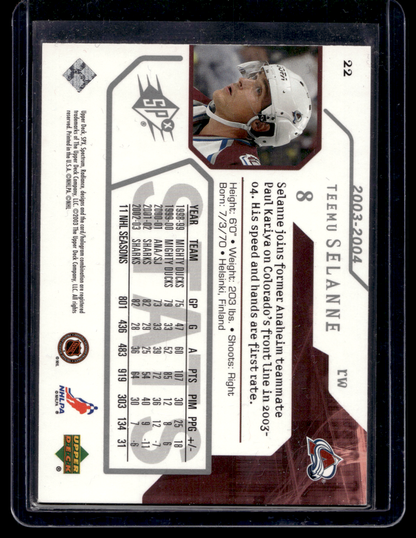 2003-04 Upper Deck SPx -Teemu Selanne #22