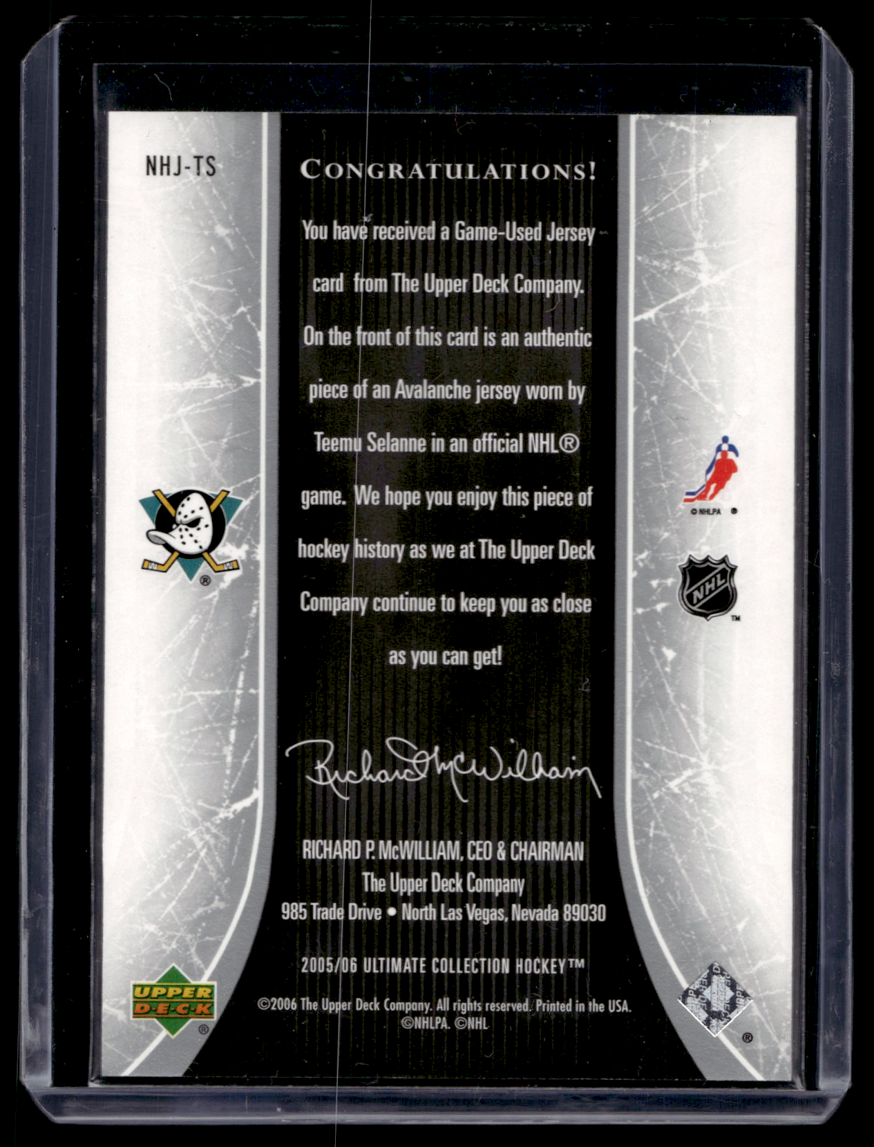 2005-06 Upper Deck Ultimate Collection - National Heroes - Teemu Selanne #NHJ-TS /225