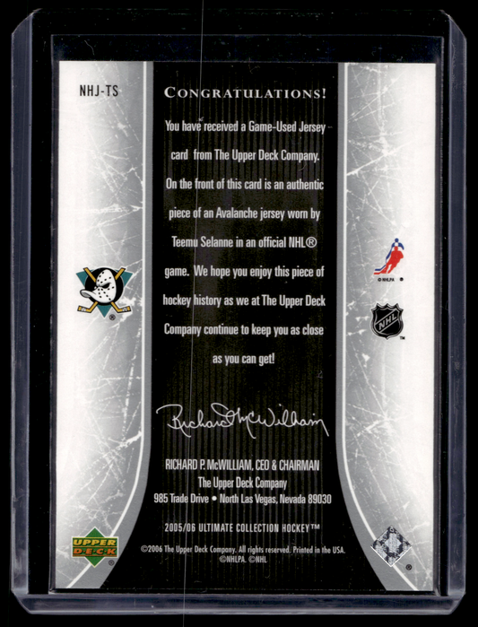 2005-06 Upper Deck Ultimate Collection - National Heroes - Teemu Selanne #NHJ-TS /225