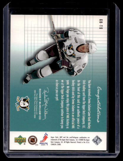 1999-00 Upper Deck MVP Stanley Cup Edition - Game Used Souvenirs - Teemu Selanne #GU-TS