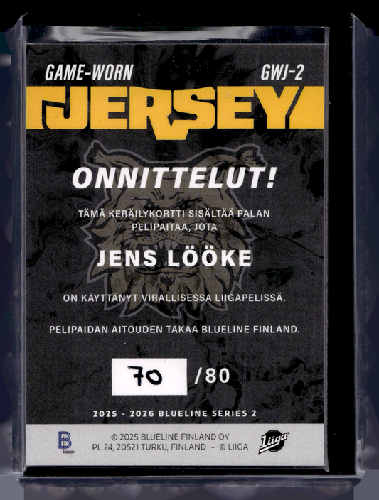 2025-26 Blueline Jersey - Jens Lööke #GWJ-2 /80