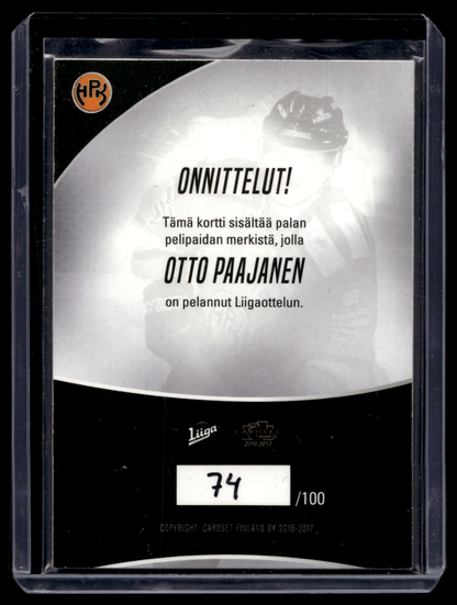 2016-17 Cardset - Patch - Otto Paajanen /100