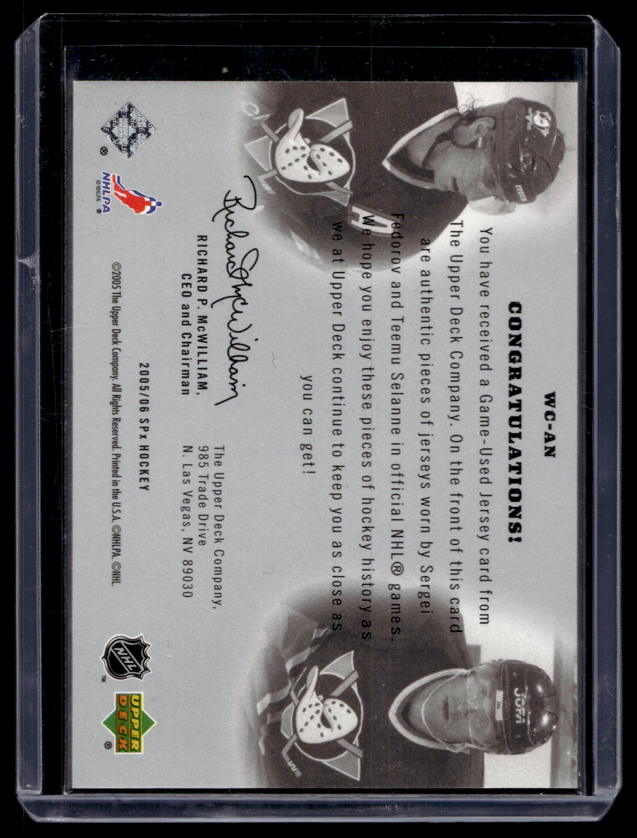 2005-06 Upper Deck SPx - Winning Combos - Sergei Fedorov / Teemu Selanne #WC-AN /350
