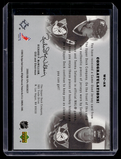 2005-06 Upper Deck SPx - Winning Combos - Sergei Fedorov / Teemu Selanne #WC-AN /350