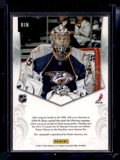 2011-12 Pinnacle - Private Signings - Pekka Rinne #RIN