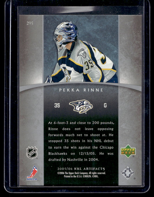 2005-06 Upper Deck Artifacts - Rookies - Pekka Rinne #295 /750 RC