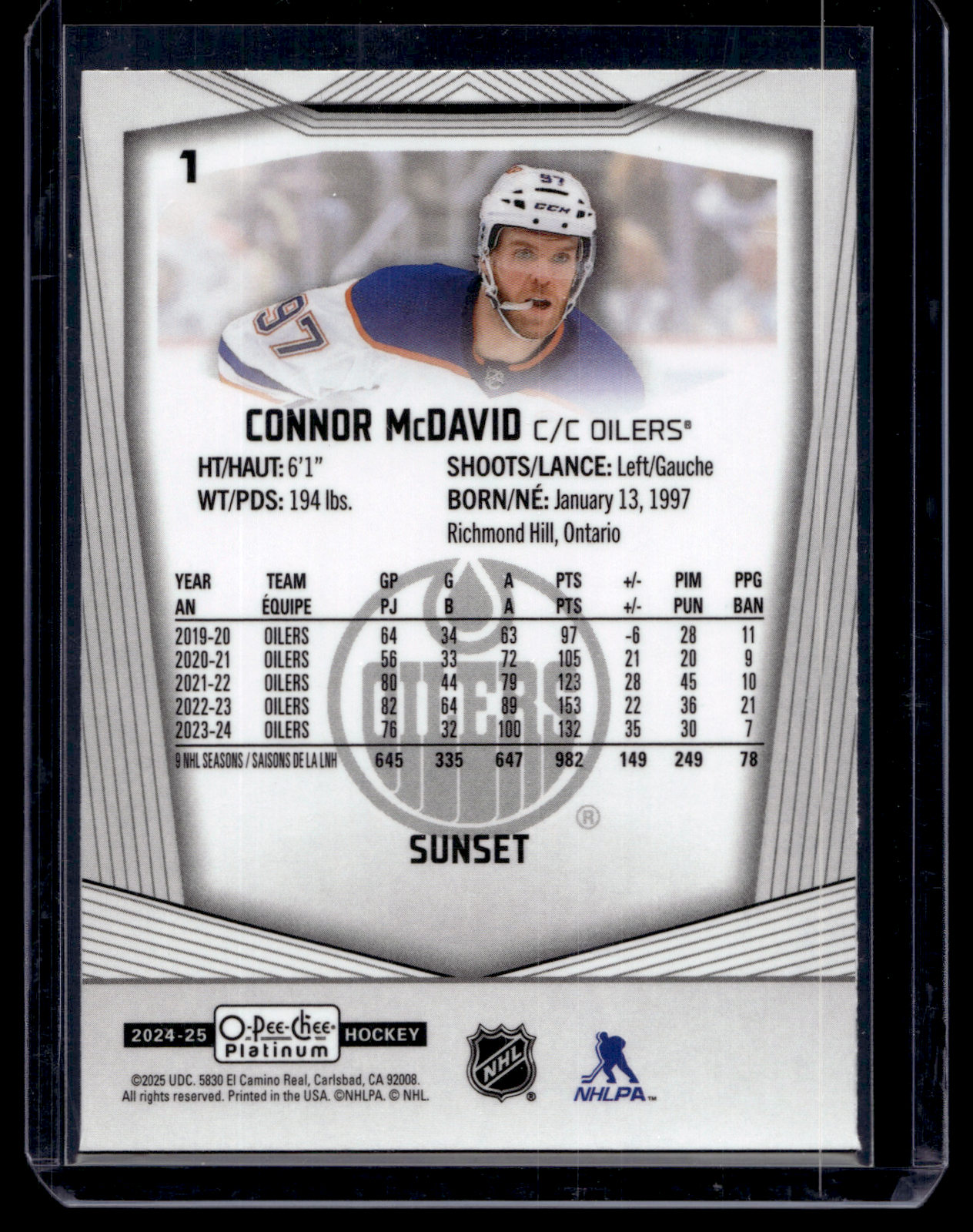2024-25 Upper Deck Platinum - Sunset - Connor McDavid #1