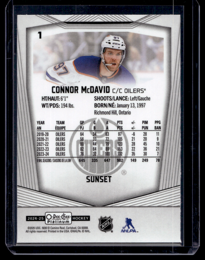 2024-25 Upper Deck Platinum - Sunset - Connor McDavid #1