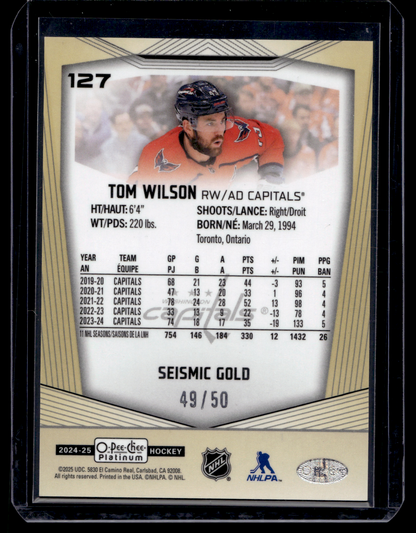 2024-25 Upper Deck OPC Platinum - Seismic Gold - Tom Wilson #127 /50