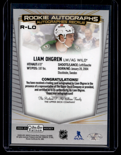 2024-25 Upper Deck OPC Platinum - Rookie Autographs - Liam Ohgren #R-LO RY