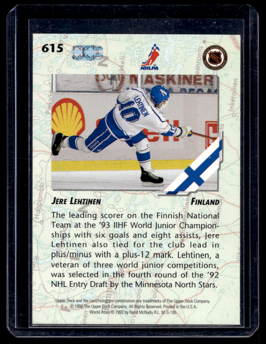 1992-93 Upper Deck - World Juniors Championships - Jere Lehtinen #615 PRC
