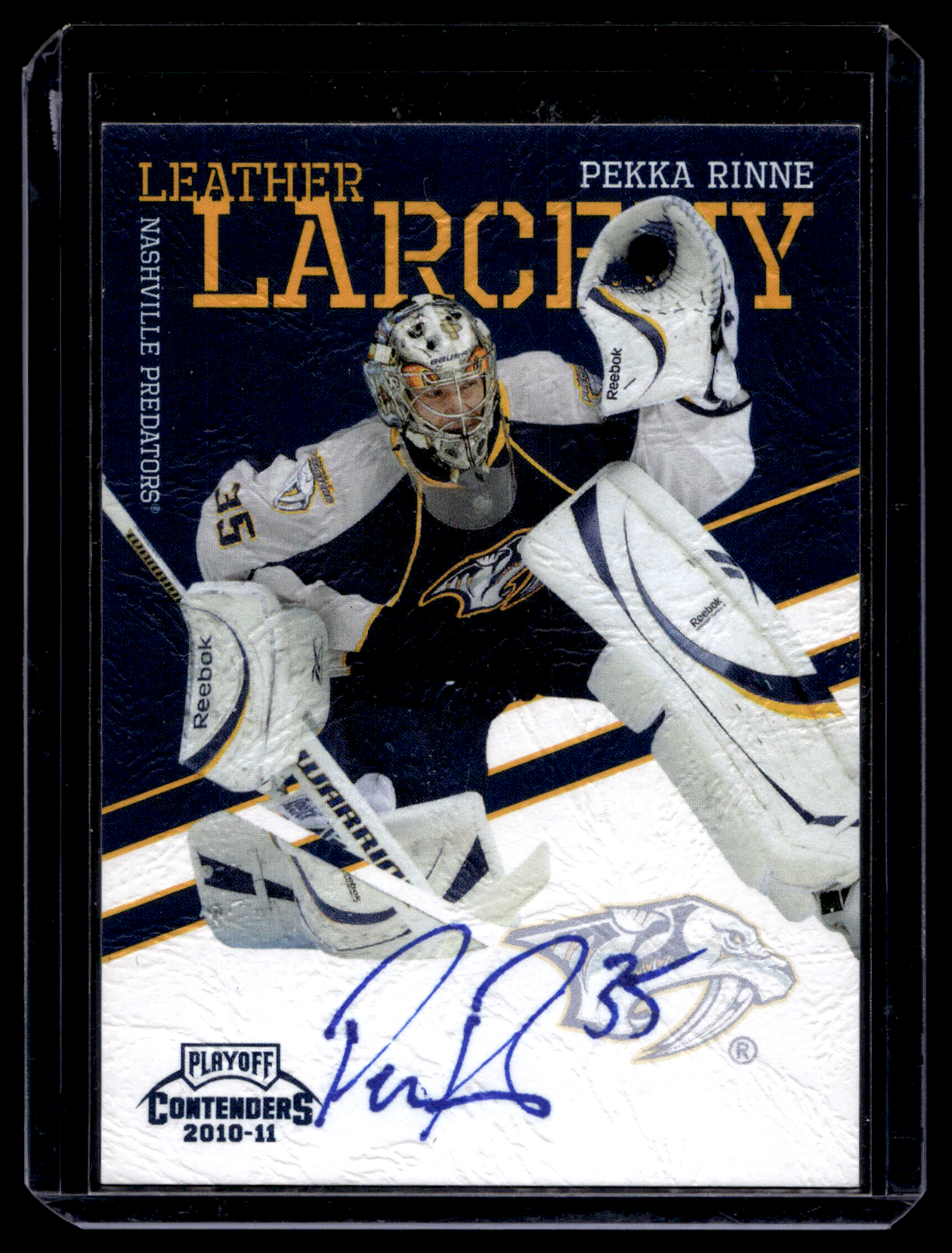 2010-11 Panini Playoff Contenders - Leather Larceny - Autographs - Pekka Rinne #15 /50