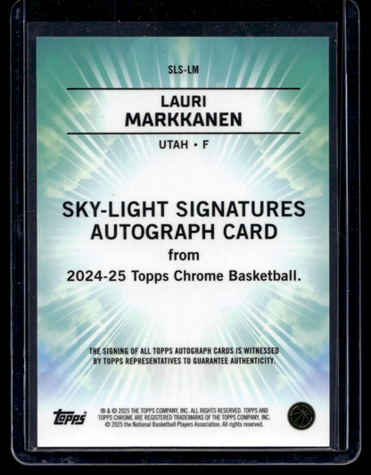 2024-25 Topps Chrome - Sky-Light Signatures - Red Geometric Refractor - Lauri Markkanen #SLS-LM /5