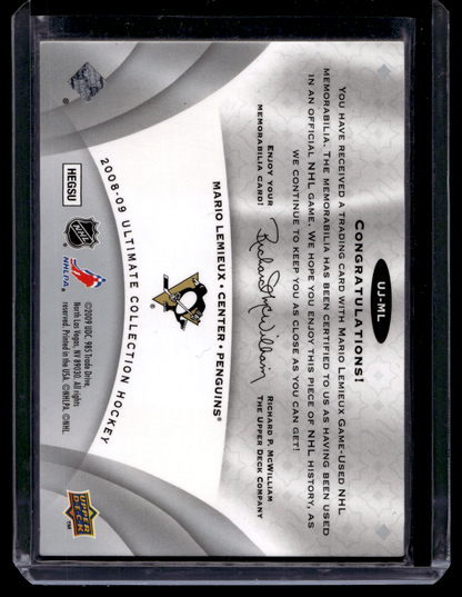 2008-09 Upper Deck Ultimate Collection - Ultimate Jersey - Mario Lemieux #UJ-ML /100