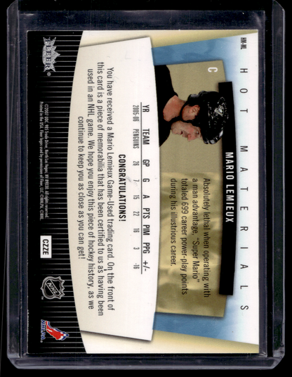 2006-07 Fleer Hot Prospects - Hot Materials - Red Hot - Mario Lemieux #HM-ML /100