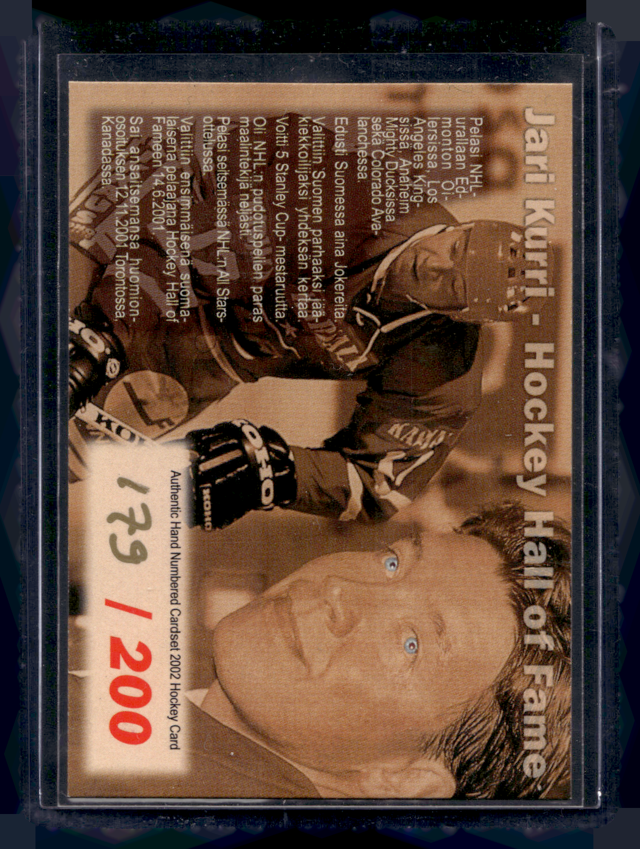 2001-02 Cardset Finland - Hockey Hall Of Fame - Gold - Jari Kurri /200
