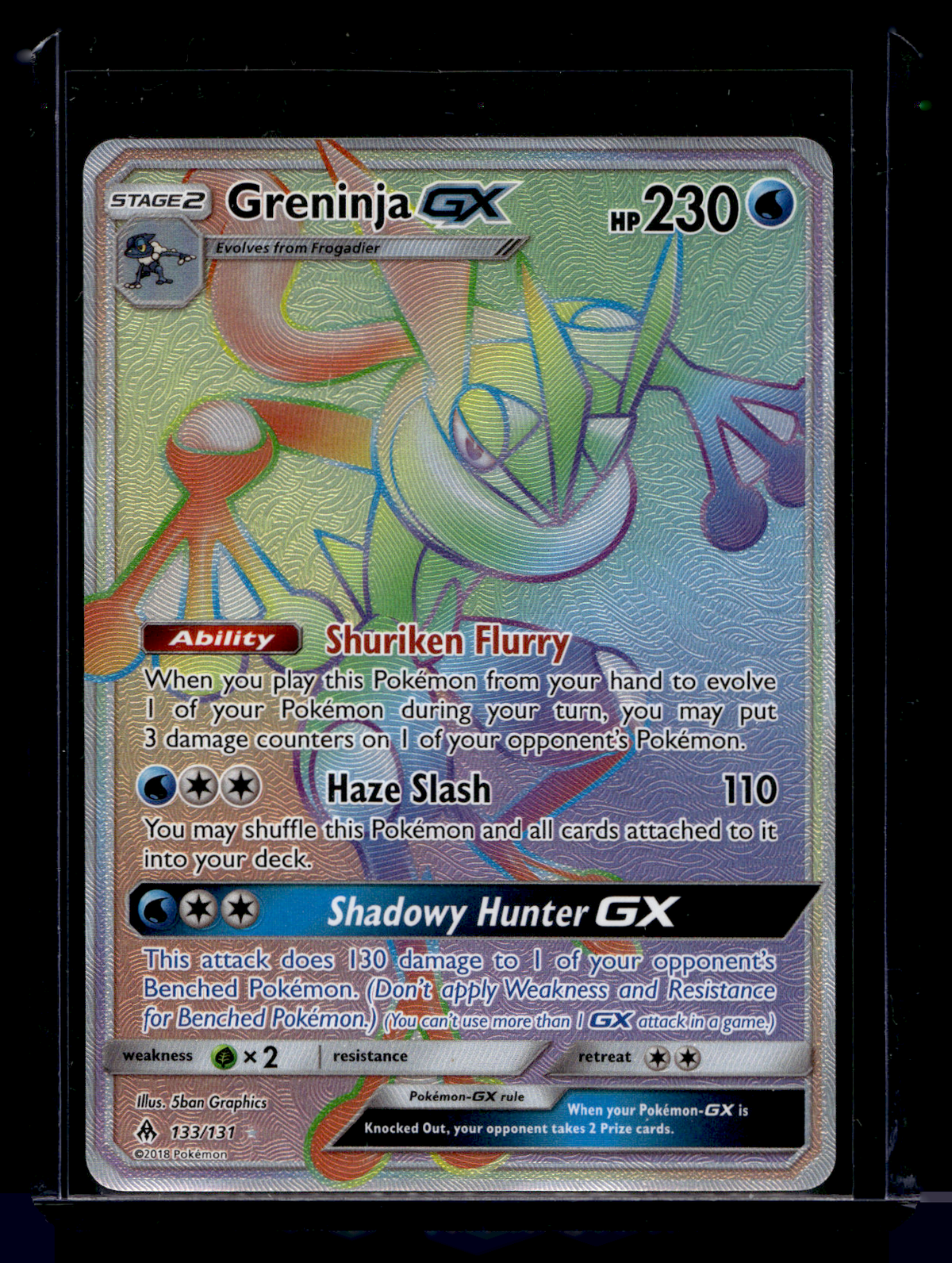 2018 Pokemon Sun & Moon - Forbidden Light - Rainbow - Greninja GX #133
