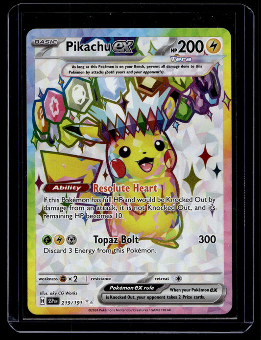 2024 Pokemon - Scarlet & Violet - Surging Sparks - Ultra Rare - Pikachu ex #219