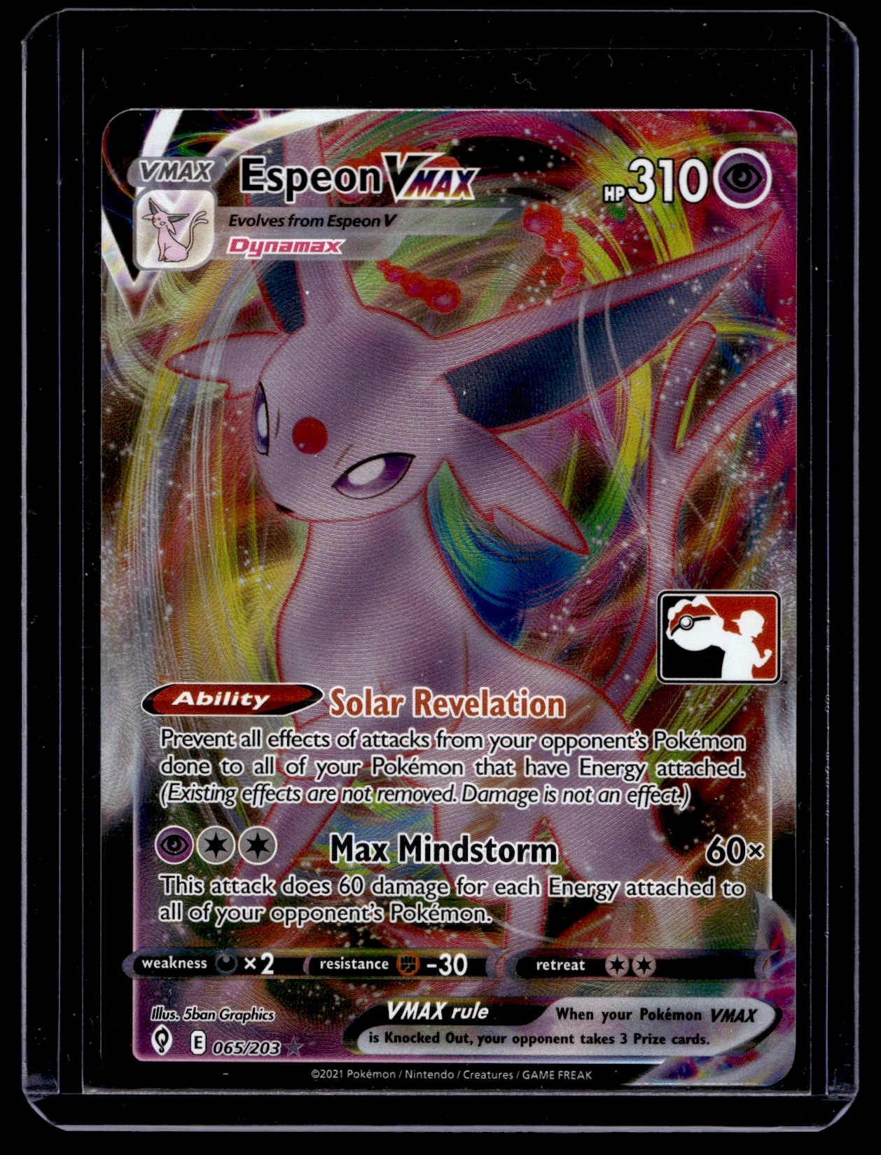 2021 Pokemon - Play! Pokémon Prize Pack Series One - Espeon VMAX #065