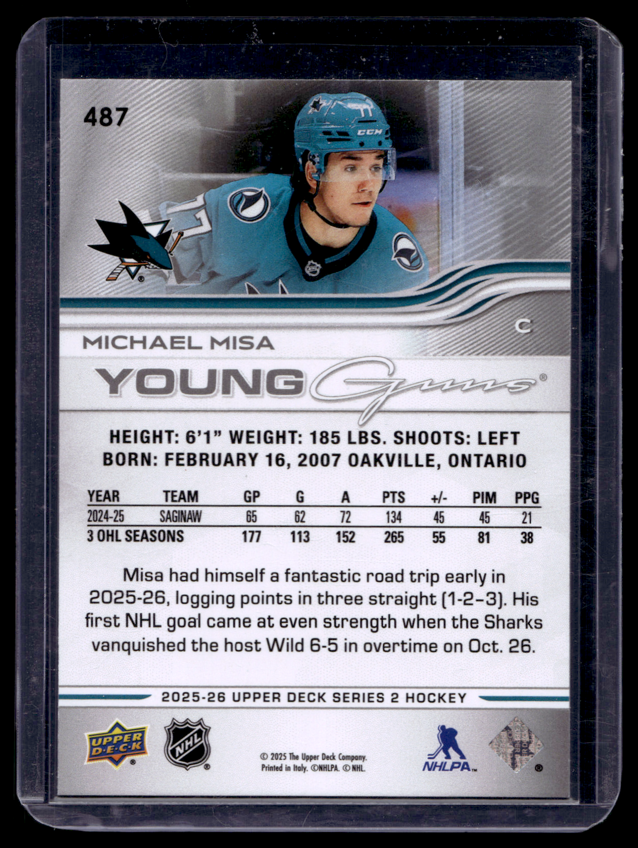 2025-26 Upper Deck Series 2 - Young Guns - Michael Misa #487 RC