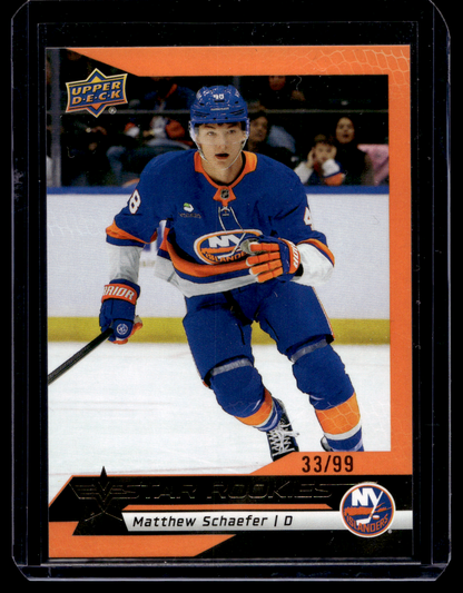 2025-26 Upper Deck Star Rookies - Box Set - Orange - Matthew Schaefer #5 /99 RY