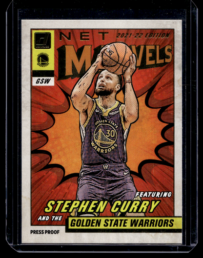 2021-22 Panini Donruss - Net Marvels - Press Proof Gold Foil Black Text - Stephen Curry #7