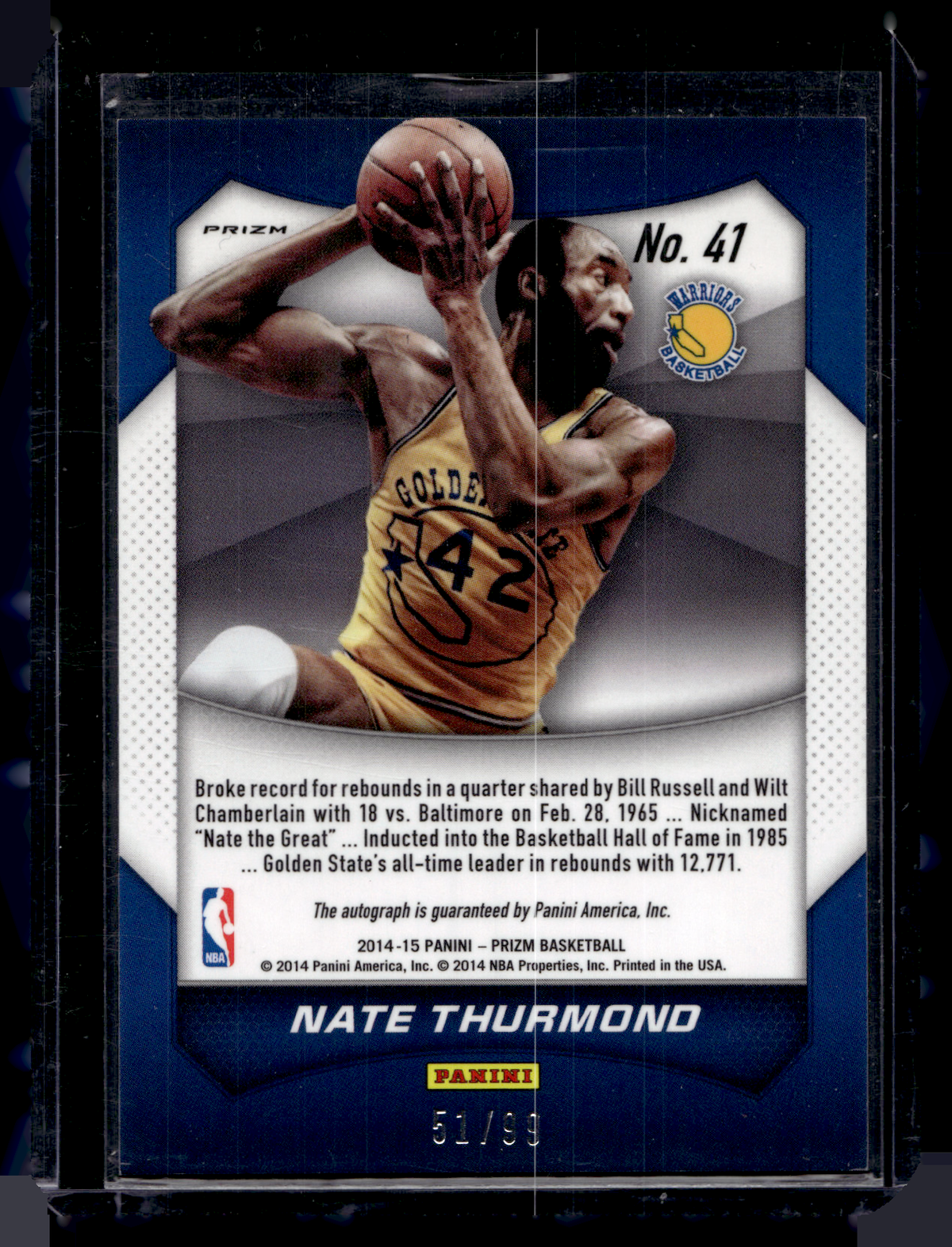 2014-15 Panini Prizm - Autographs - Red Pulsar Prizm - Nate Thurmond #41 /99