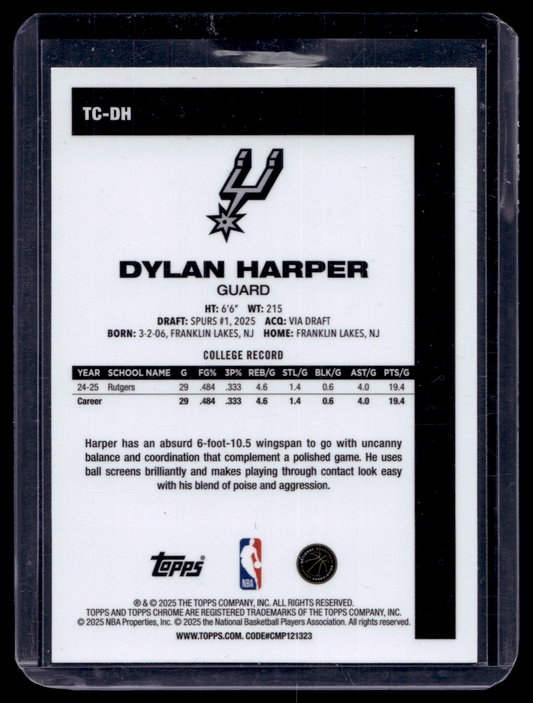 2025-26 Topps - 1980-81 Topps Chrome Silver Pack - Aqua Refractor -  Dylan Harper #TC-DH /199 RY