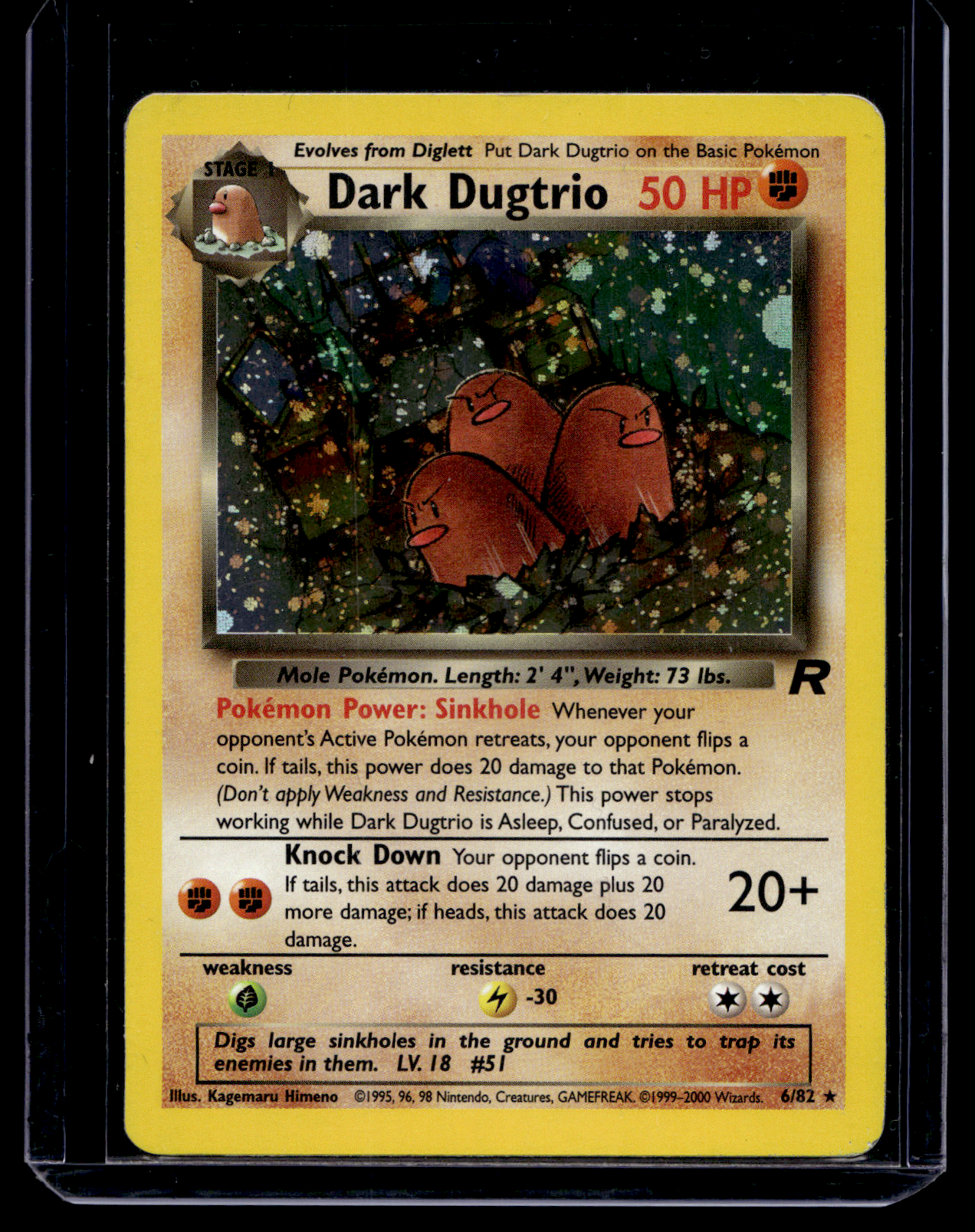 2000 Pokemon Team Rocket - Holo - Dark Dugtrio #6 (Kunto: Excellent +)